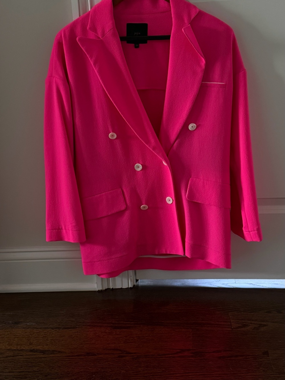 Double-Breasted Hot Pink Blazer Jacket - Unbranded